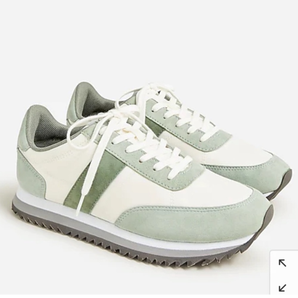 J Crew light mint green trainer color block sneaker lace up size 7.5 shoe